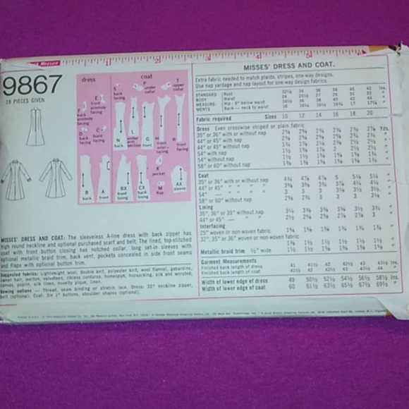 Simplicity 9867 Vintage pattern Uncut - Picture 2 of 4